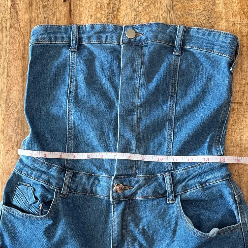 Denim jumpsuit with pockets - Picture 4 of 11